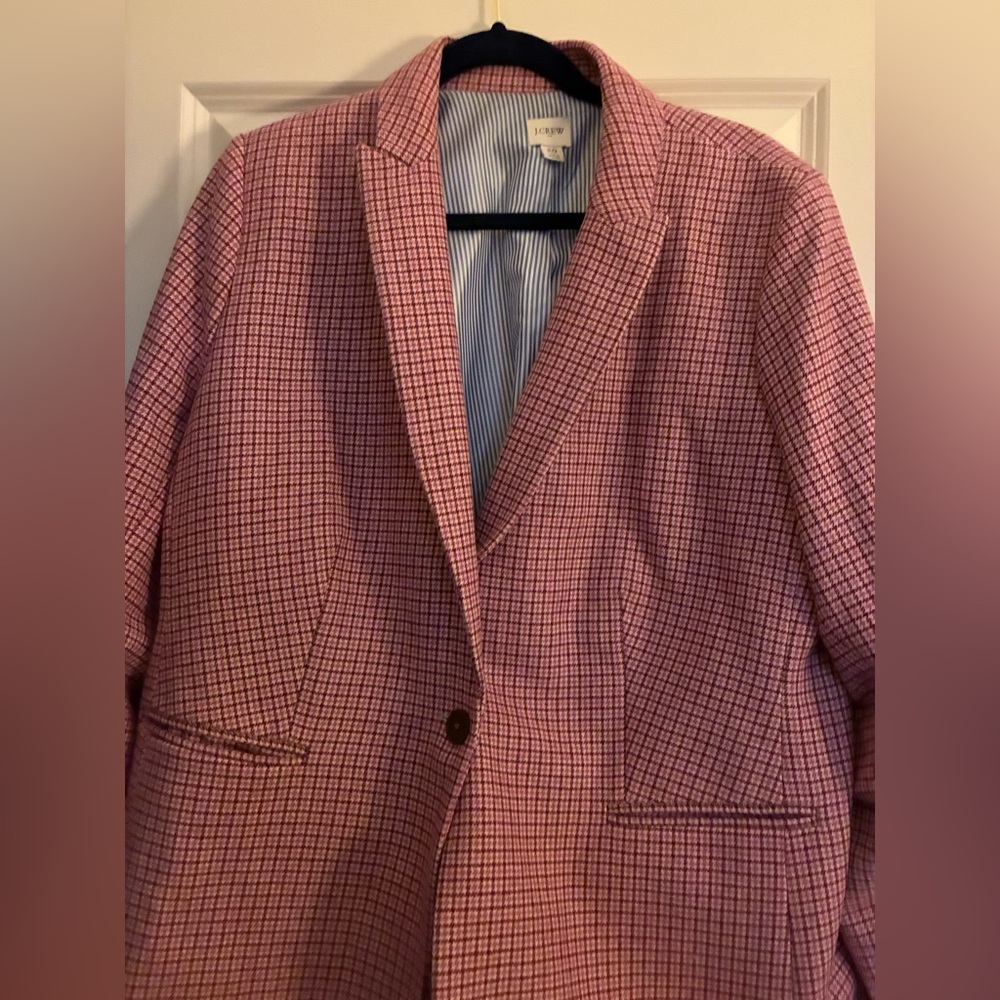 J. Crew Pink Herringbone Wool Blend Holland Blazer - Picture 3 of 5
